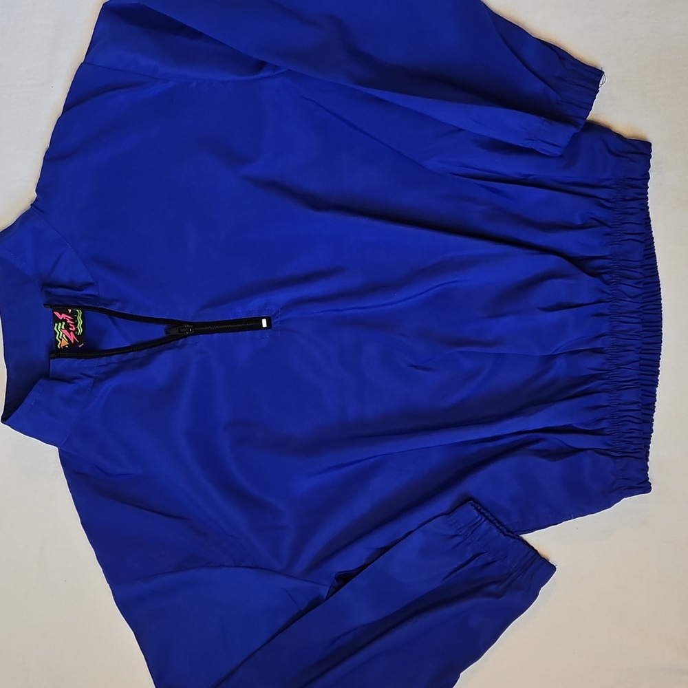 Vtg 90’s Surf Style Pullover Windbreaker 1/4 Zip Side Pockets Ultramarine Youtg